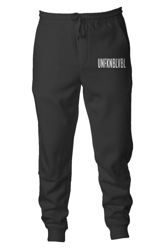 UNFKNBLVBL Midweight Fleece Joggers White Print 