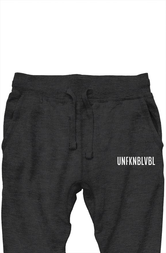 UNFKNBLVBL Charcoal Unisex Joggers White Print