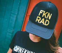 Load image into Gallery viewer, Gold FKN RAD Trucker Hat
