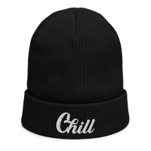 Load image into Gallery viewer, Chill Ski Beanie - Organic Cotton Ribbed, White Embroidery
