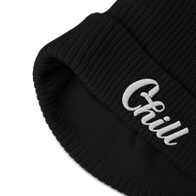 Load image into Gallery viewer, Chill Ski Beanie - Organic Cotton Ribbed, White Embroidery
