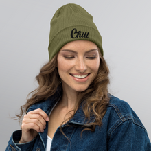 Load image into Gallery viewer, Chill Olive Green Organic Ribbed Beanie
