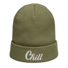 Load image into Gallery viewer, Chill Ski Beanie - Organic Cotton Ribbed, White Embroidery
