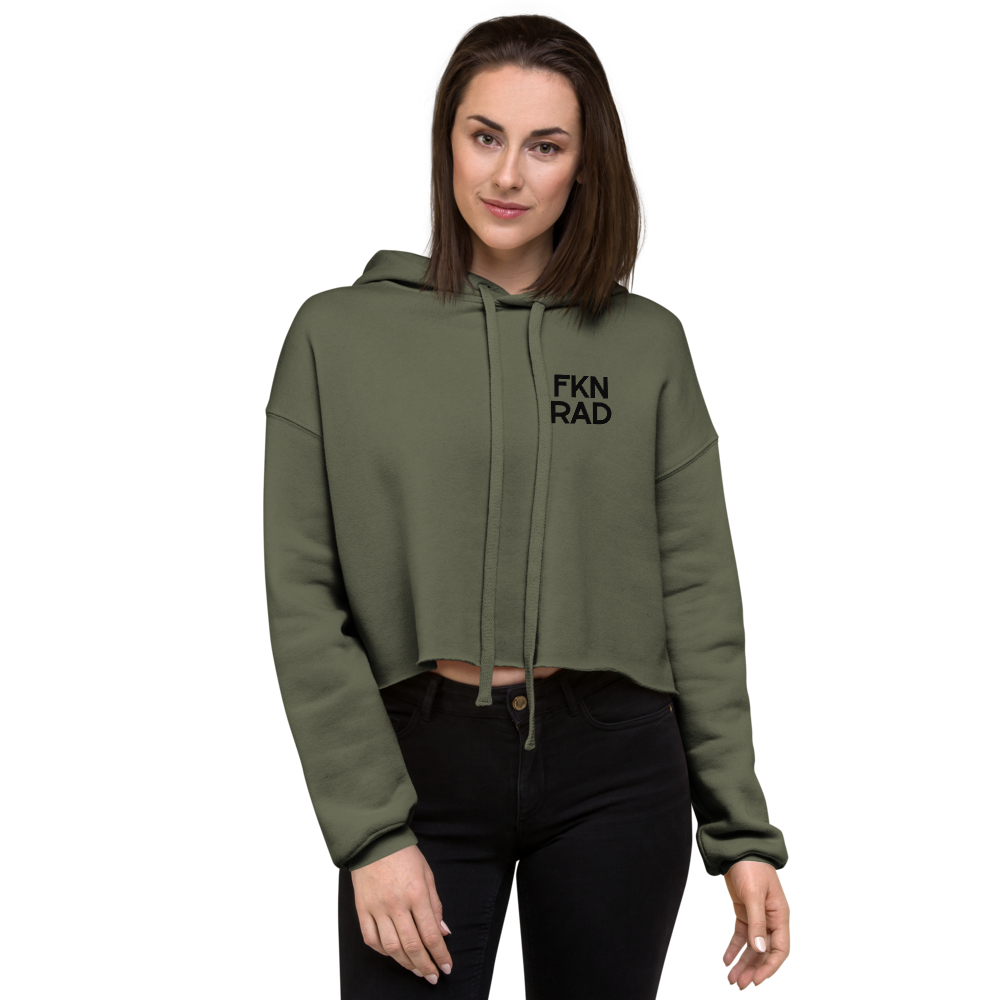 FKN RAD Olive Green Crop Hoodie